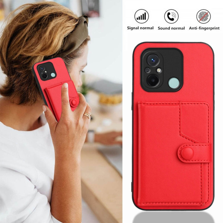 For Redmi 12C / 11A Button Card Bag RFID Anti-theft Phone Case