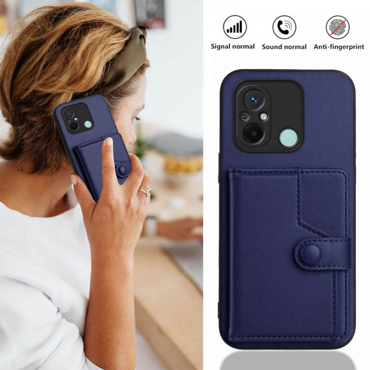 For Redmi 12C / 11A Button Card Bag RFID Anti-theft Phone Case