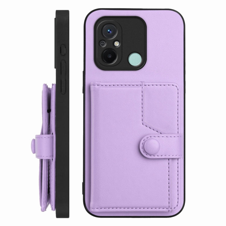 For Redmi 12C / 11A Button Card Bag RFID Anti-theft Phone Case