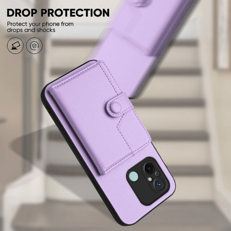 For Redmi 12C / 11A Button Card Bag RFID Anti-theft Phone Case