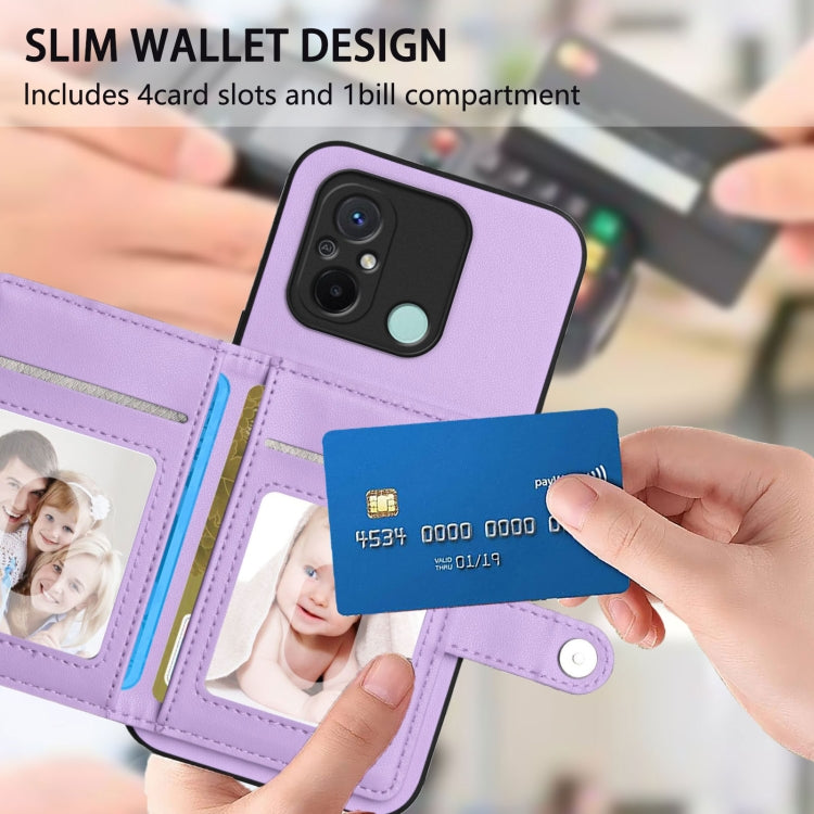 For Redmi 12C / 11A Button Card Bag RFID Anti-theft Phone Case