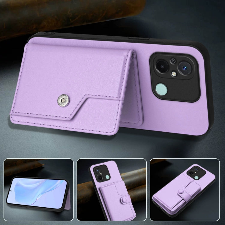 For Redmi 12C / 11A Button Card Bag RFID Anti-theft Phone Case