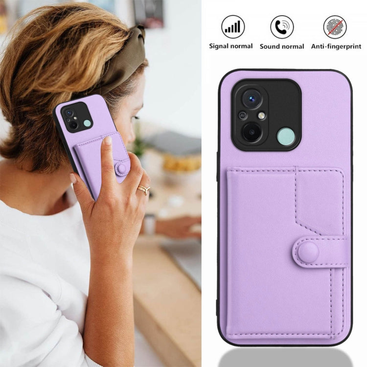 For Redmi 12C / 11A Button Card Bag RFID Anti-theft Phone Case