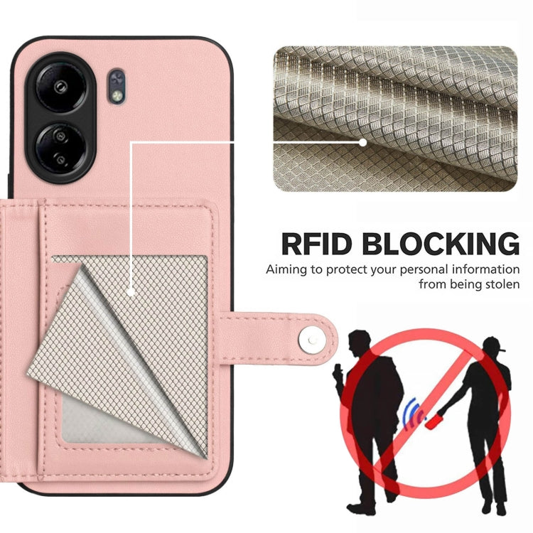 For Redmi 13C 4G Global Button Card Bag RFID Anti-theft Phone Case