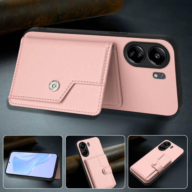 For Redmi 13C 4G Global Button Card Bag RFID Anti-theft Phone Case