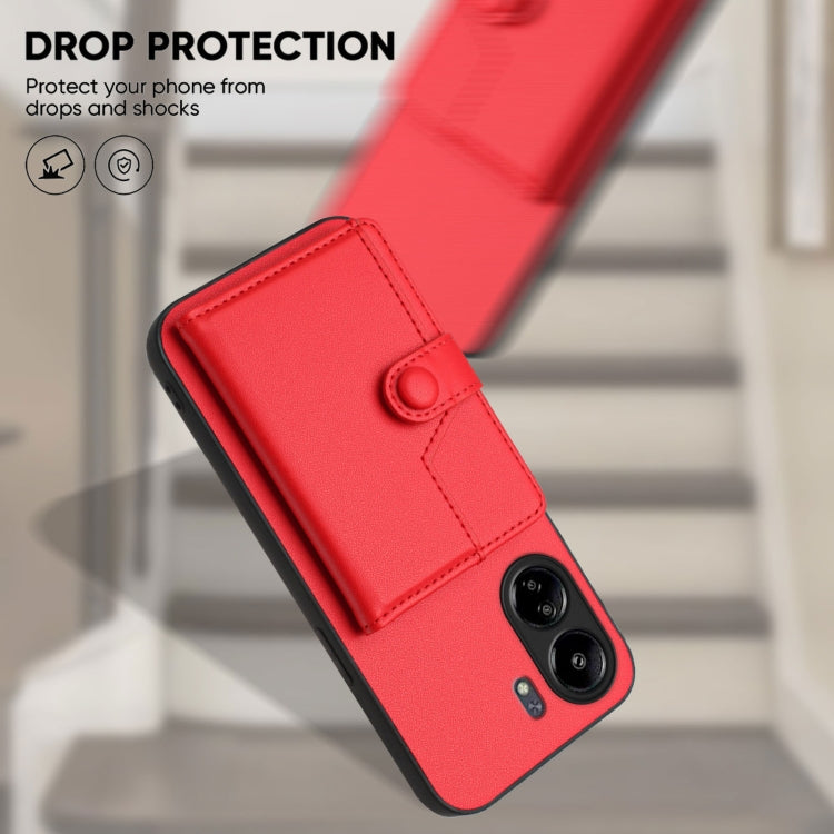 For Redmi 13C 4G Global Button Card Bag RFID Anti-theft Phone Case