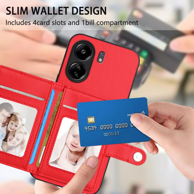 For Redmi 13C 4G Global Button Card Bag RFID Anti-theft Phone Case