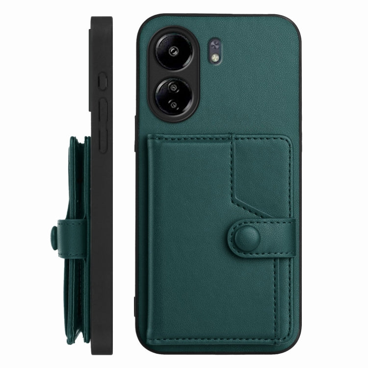 For Redmi 13C 4G Global Button Card Bag RFID Anti-theft Phone Case