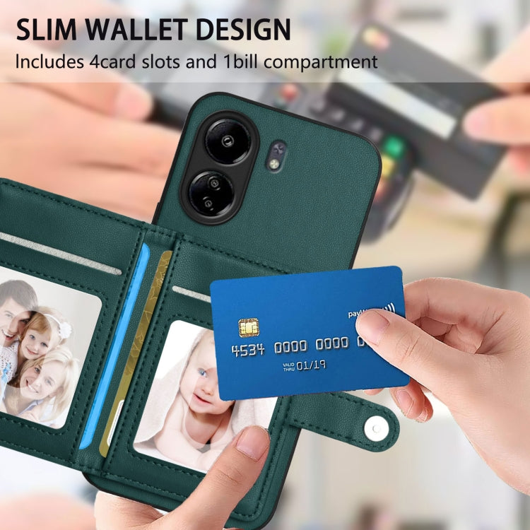 For Redmi 13C 4G Global Button Card Bag RFID Anti-theft Phone Case