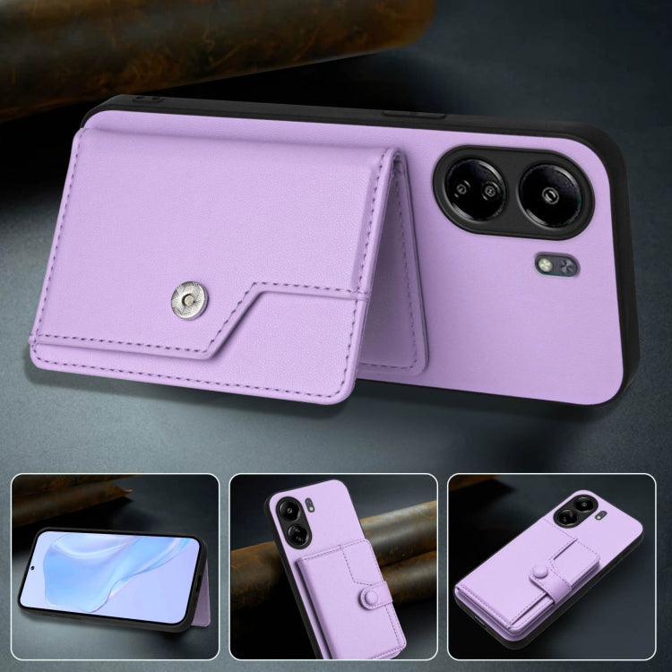 For Redmi 13C 4G Global Button Card Bag RFID Anti-theft Phone Case