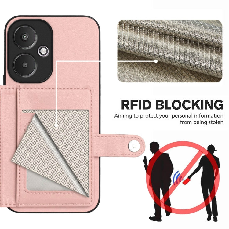 For Redmi 13C 5G / 13R Button Card Bag RFID Anti-theft Phone Case
