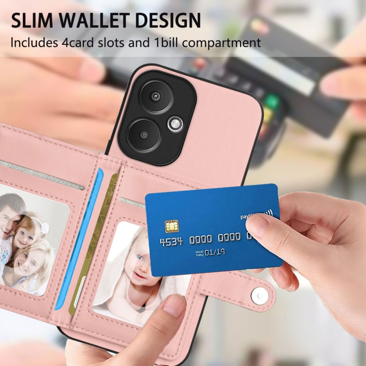 For Redmi 13C 5G / 13R Button Card Bag RFID Anti-theft Phone Case