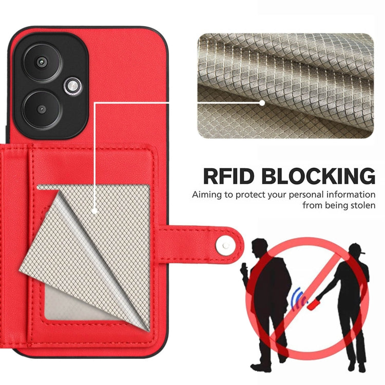 For Redmi 13C 5G / 13R Button Card Bag RFID Anti-theft Phone Case