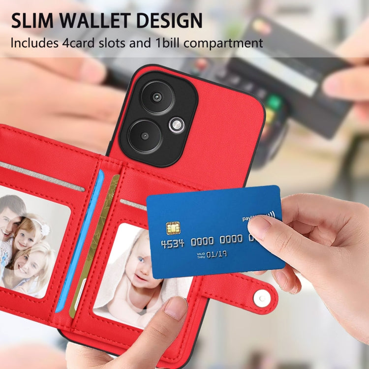 For Redmi 13C 5G / 13R Button Card Bag RFID Anti-theft Phone Case
