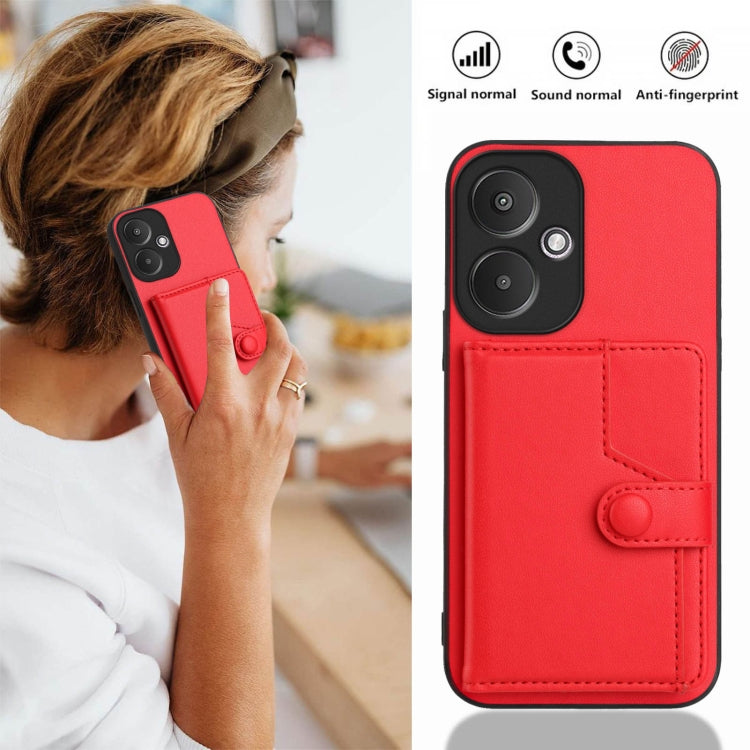 For Redmi 13C 5G / 13R Button Card Bag RFID Anti-theft Phone Case