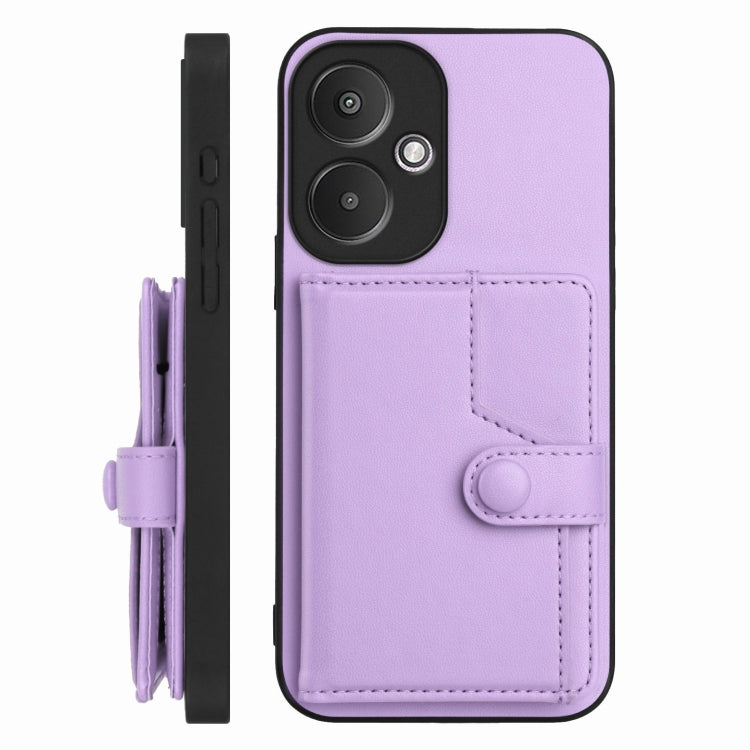 For Redmi 13C 5G / 13R Button Card Bag RFID Anti-theft Phone Case