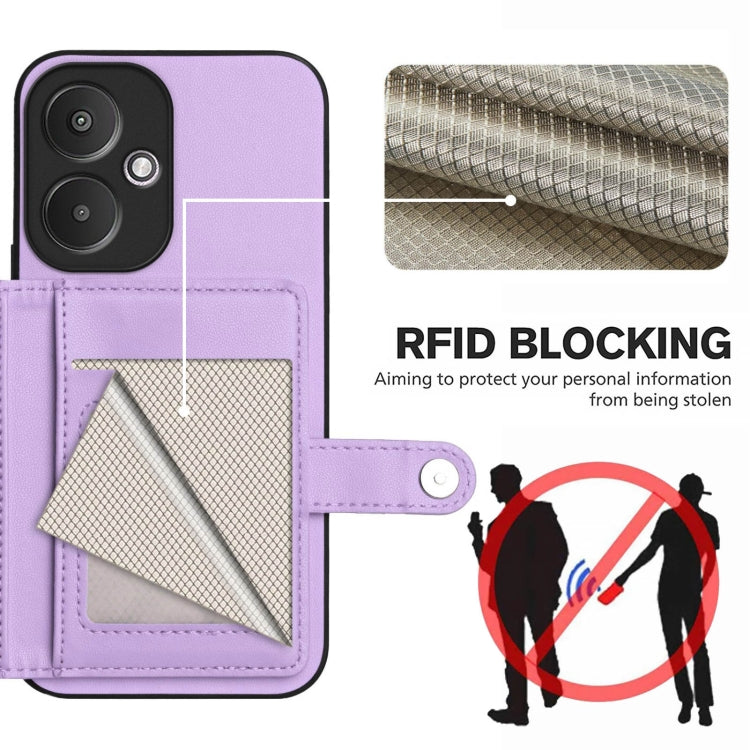 For Redmi 13C 5G / 13R Button Card Bag RFID Anti-theft Phone Case