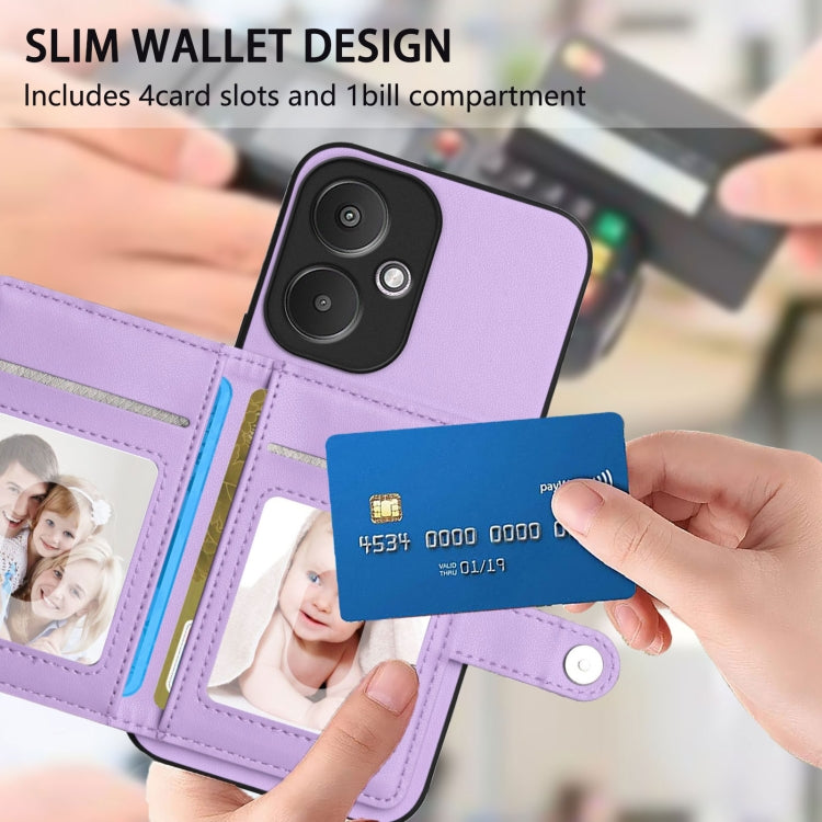 For Redmi 13C 5G / 13R Button Card Bag RFID Anti-theft Phone Case