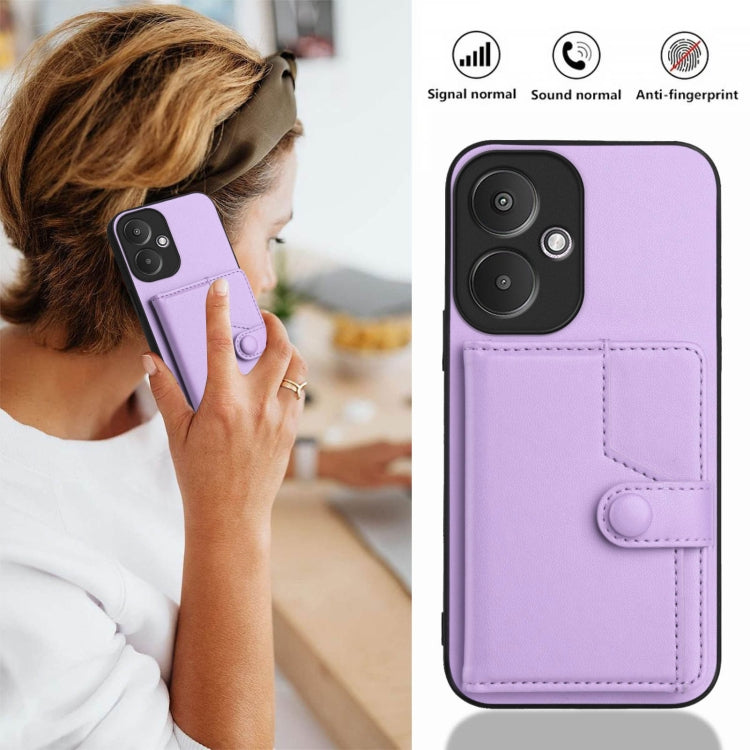 For Redmi 13C 5G / 13R Button Card Bag RFID Anti-theft Phone Case