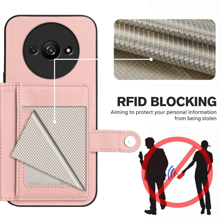 For Redmi A3 4G Global Button Card Bag RFID Anti-theft Phone Case