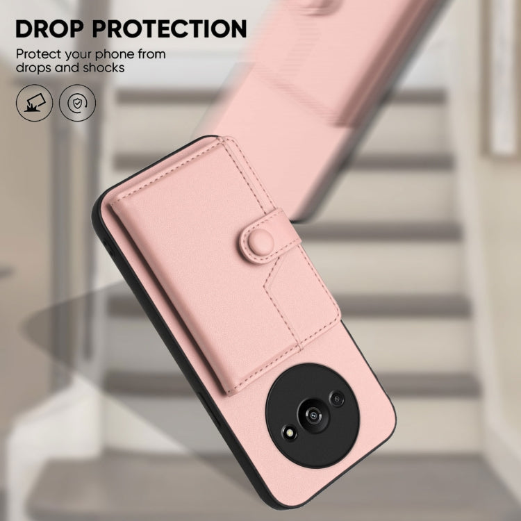 For Redmi A3 4G Global Button Card Bag RFID Anti-theft Phone Case