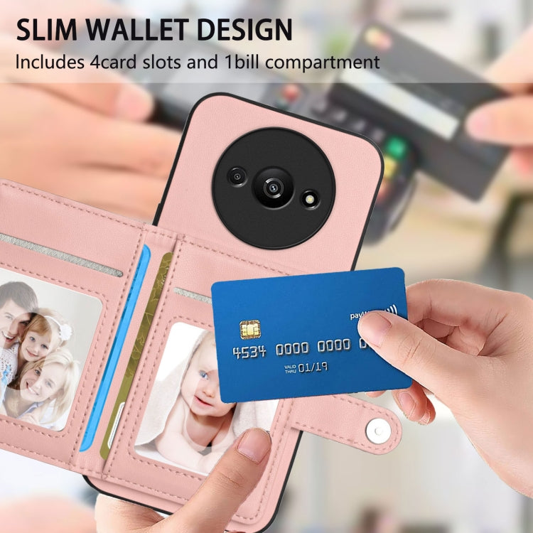 For Redmi A3 4G Global Button Card Bag RFID Anti-theft Phone Case