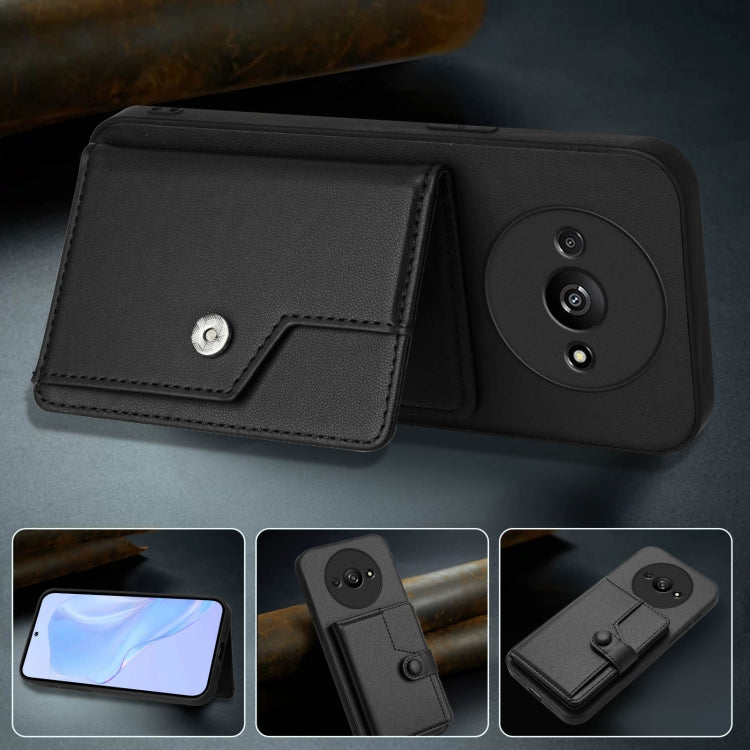 For Redmi A3 4G Global Button Card Bag RFID Anti-theft Phone Case