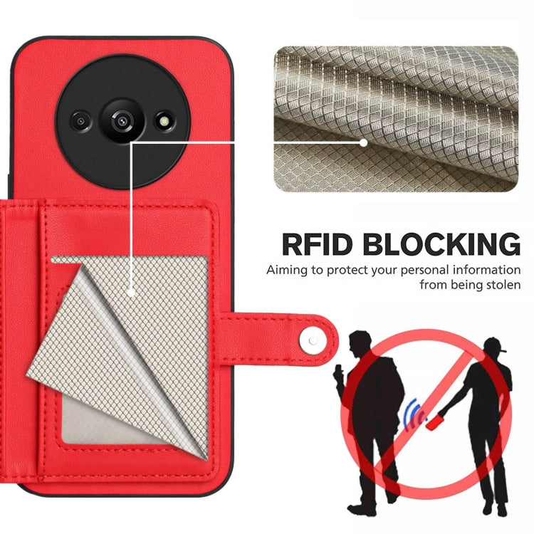 For Redmi A3 4G Global Button Card Bag RFID Anti-theft Phone Case