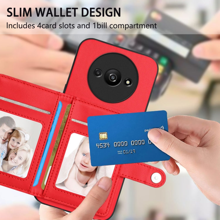 For Redmi A3 4G Global Button Card Bag RFID Anti-theft Phone Case
