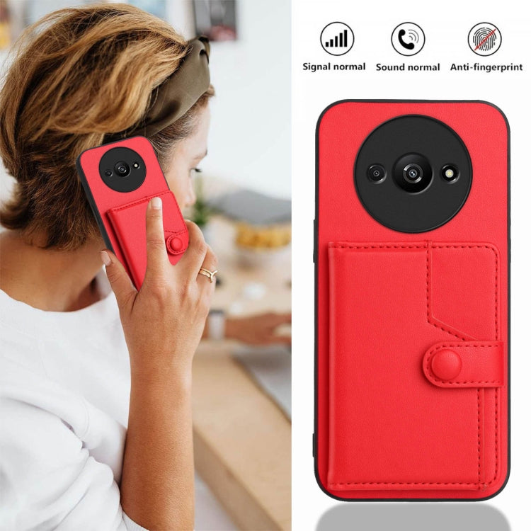 For Redmi A3 4G Global Button Card Bag RFID Anti-theft Phone Case