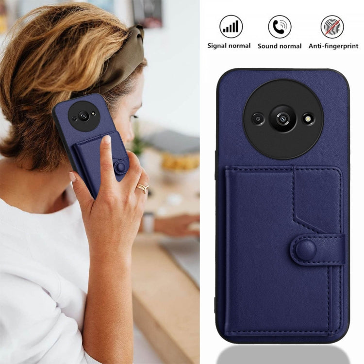 For Redmi A3 4G Global Button Card Bag RFID Anti-theft Phone Case