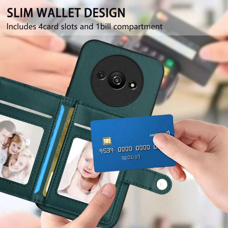 For Redmi A3 4G Global Button Card Bag RFID Anti-theft Phone Case