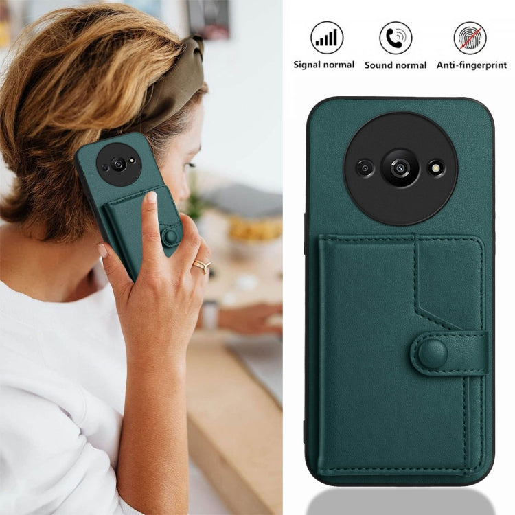 For Redmi A3 4G Global Button Card Bag RFID Anti-theft Phone Case