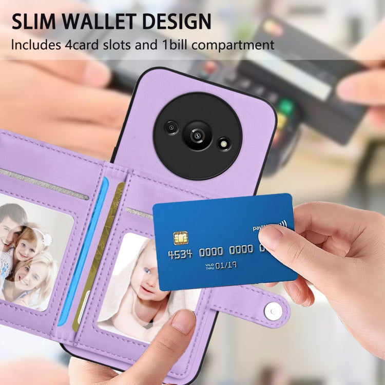 For Redmi A3 4G Global Button Card Bag RFID Anti-theft Phone Case