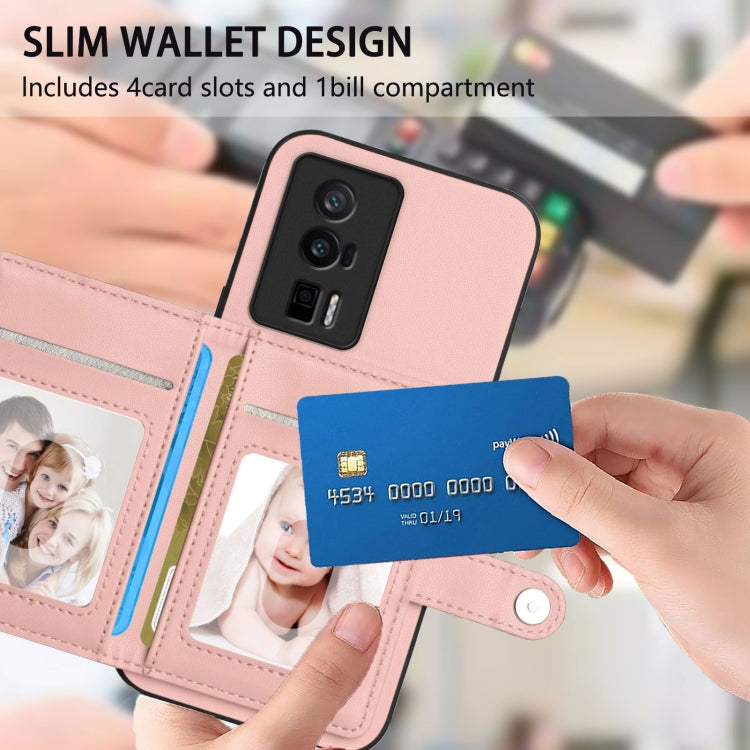 For Redmi K60 / K60 Pro Button Card Bag RFID Anti-theft Phone Case