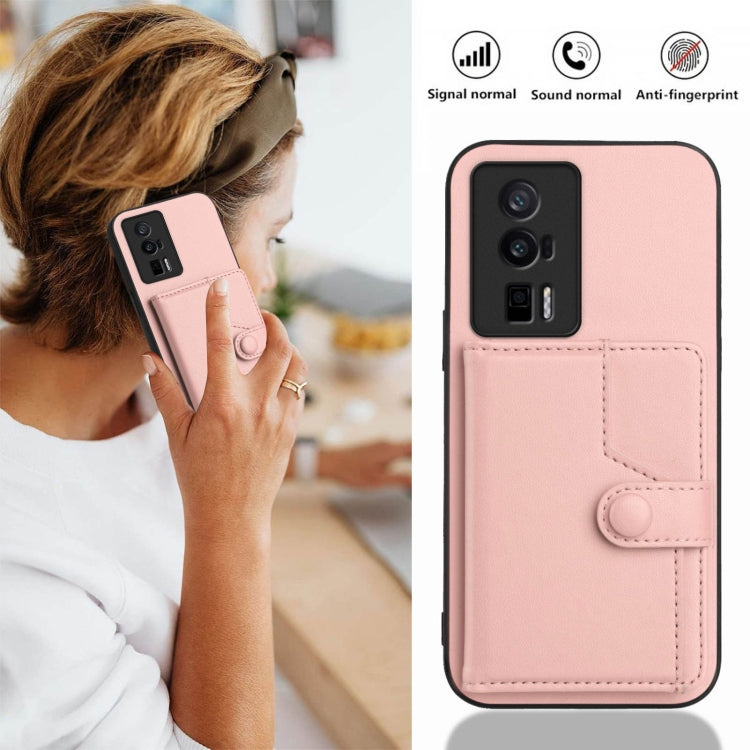 For Redmi K60 / K60 Pro Button Card Bag RFID Anti-theft Phone Case
