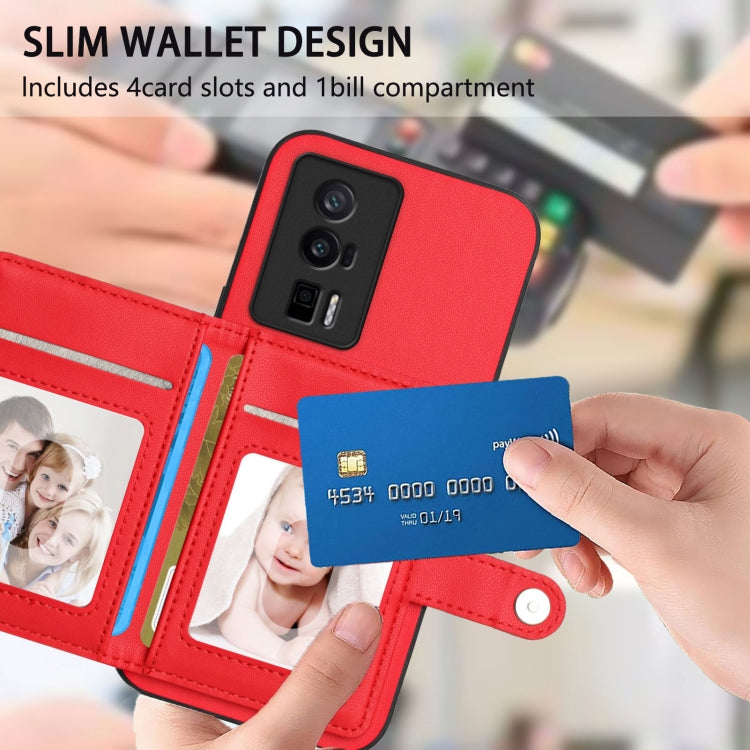 For Redmi K60 / K60 Pro Button Card Bag RFID Anti-theft Phone Case
