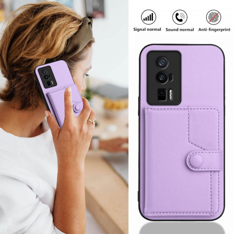 For Redmi K60 / K60 Pro Button Card Bag RFID Anti-theft Phone Case