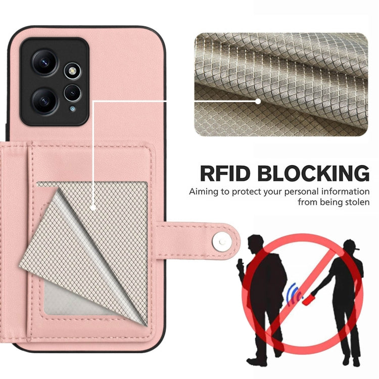 For Redmi Note 12 4G Global Button Card Bag RFID Anti-theft Phone Case