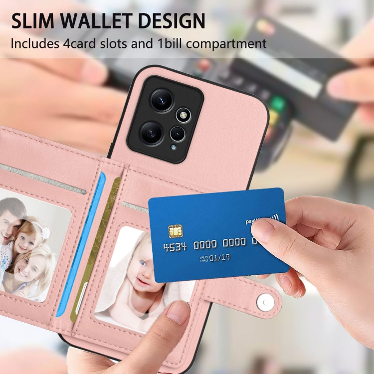 For Redmi Note 12 4G Global Button Card Bag RFID Anti-theft Phone Case