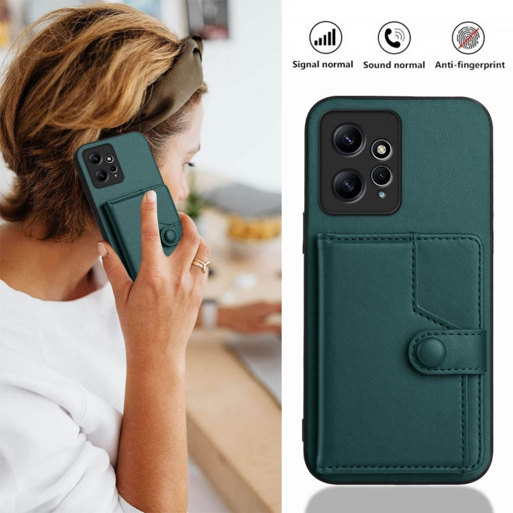 For Redmi Note 12 4G Global Button Card Bag RFID Anti-theft Phone Case