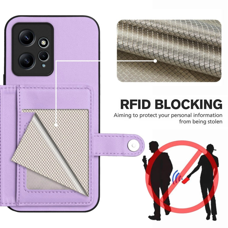 For Redmi Note 12 4G Global Button Card Bag RFID Anti-theft Phone Case
