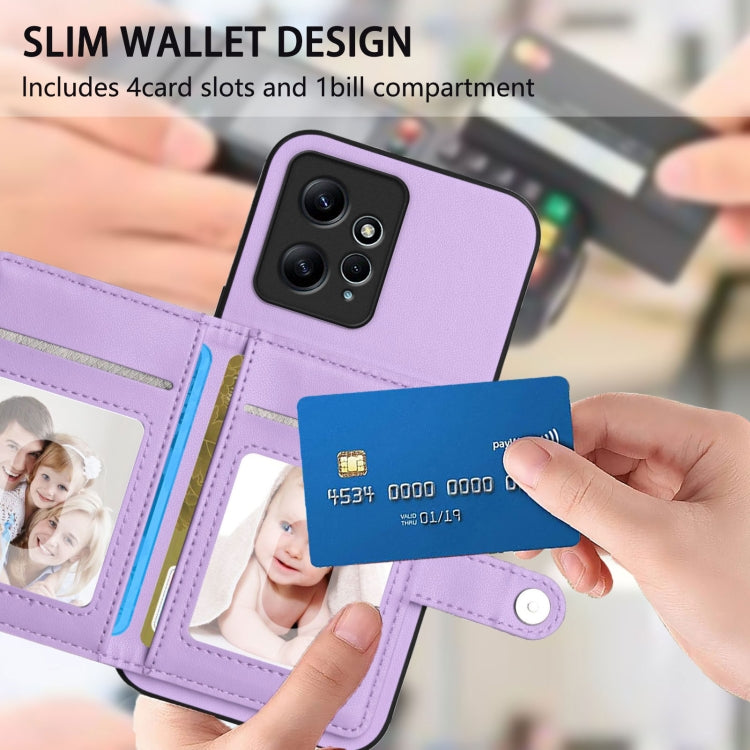 For Redmi Note 12 4G Global Button Card Bag RFID Anti-theft Phone Case