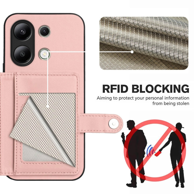 For Redmi Note 13 4G Global Button Card Bag RFID Anti-theft Phone Case