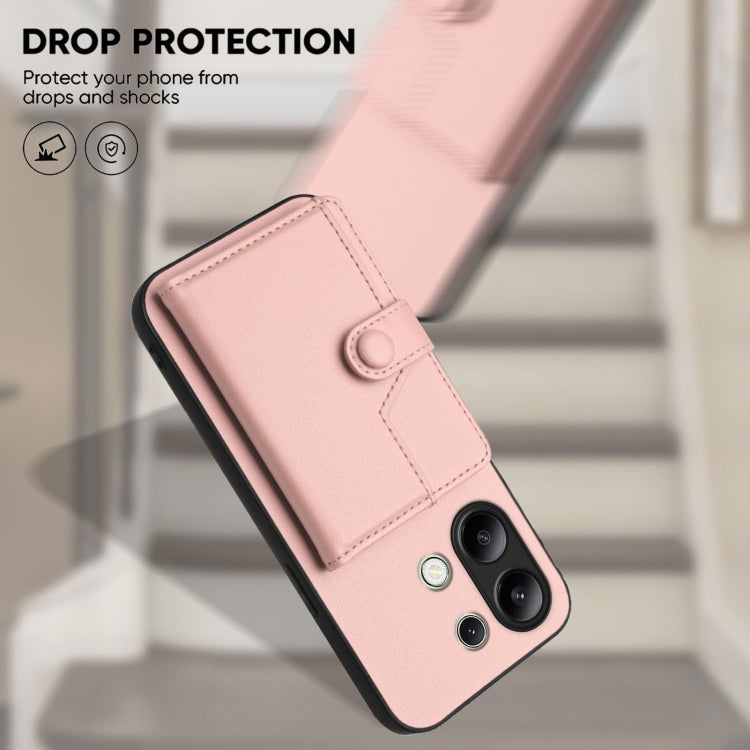 For Redmi Note 13 4G Global Button Card Bag RFID Anti-theft Phone Case