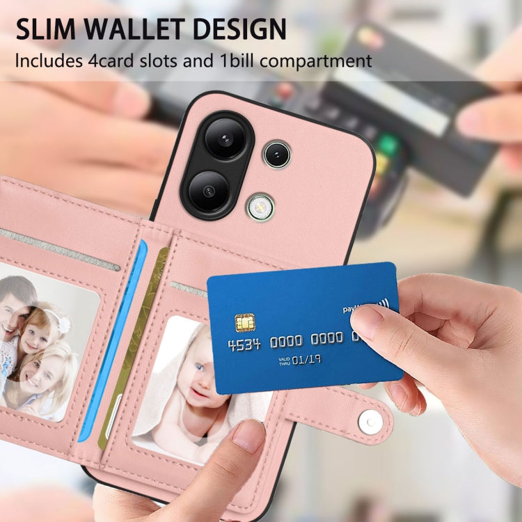 For Redmi Note 13 4G Global Button Card Bag RFID Anti-theft Phone Case
