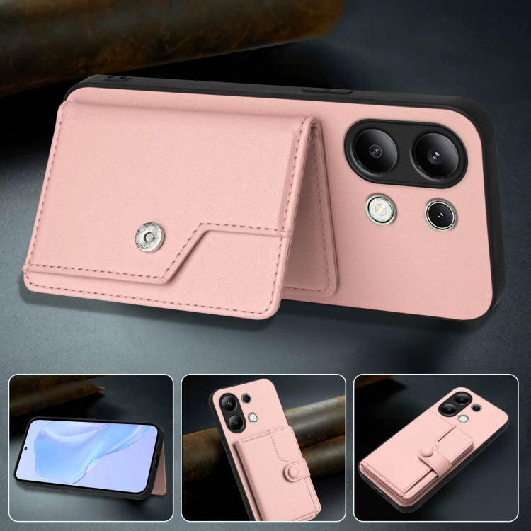 For Redmi Note 13 4G Global Button Card Bag RFID Anti-theft Phone Case