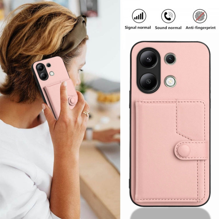 For Redmi Note 13 4G Global Button Card Bag RFID Anti-theft Phone Case