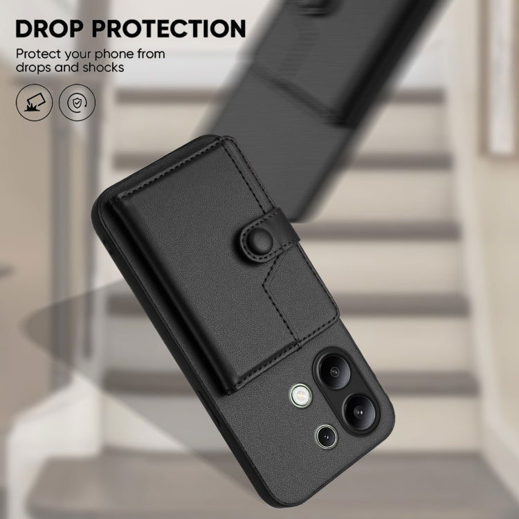 For Redmi Note 13 4G Global Button Card Bag RFID Anti-theft Phone Case
