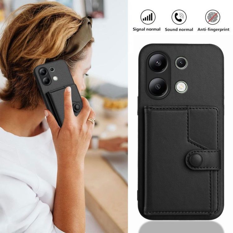 For Redmi Note 13 4G Global Button Card Bag RFID Anti-theft Phone Case